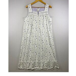 Cottagecore Secret Treasures LG White Purple Floral Lace Trim Nightgown Dress
